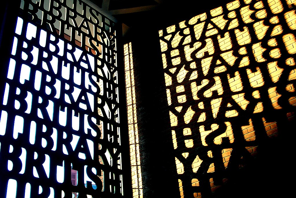British Library Gate Shadow reading 