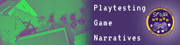 Series banner for Playtesting Game Narratives with the Game Writing Committee logo
