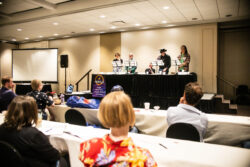 Former SFWA President Mary Robinette Kowal, David D. Levine, Nebula Finalist Jordan Kurella (Novella), Operations Director Russell Davis, and Director-at-Large Curtis Chen perform table reads for short speculative plays.